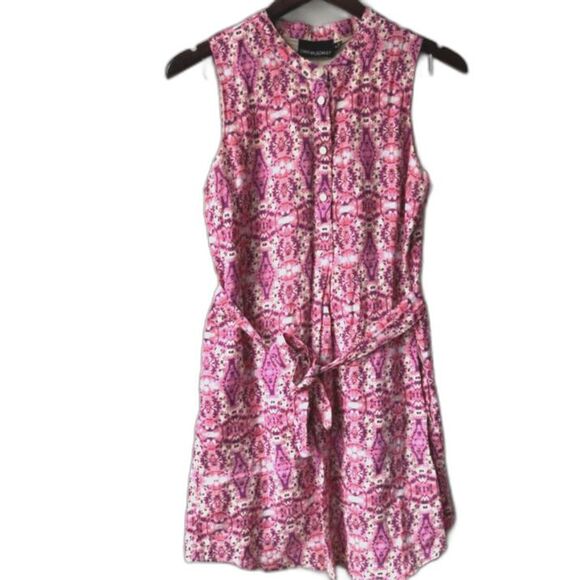 Cynthia Rowley linen mini dress 2 summer sleeveless casual xs boho sundress - Picture 1 of 11